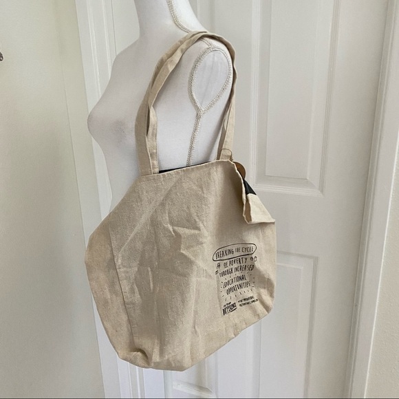 Cotton On Reusable Tote Burlap Like Fabric - Picture 4 of 5